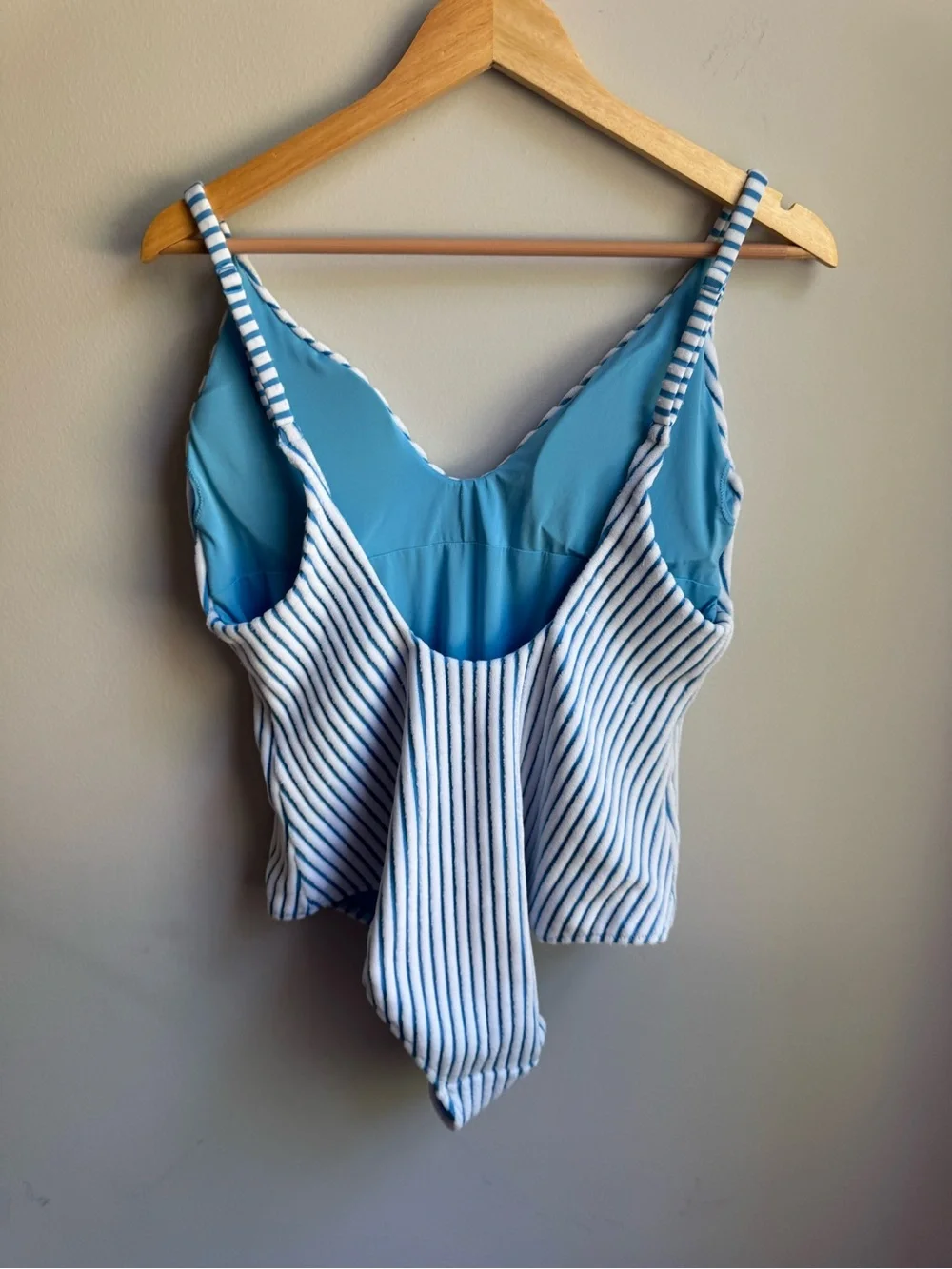 aerie Blue and White Striped One-Piece Swimsuit